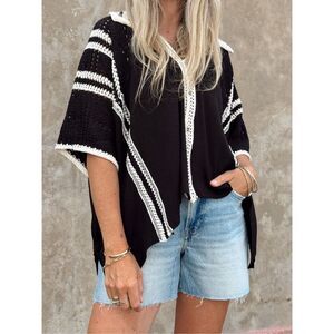 Urban Daizy Ellie Crochet Lace Top Black/Natural Size Large